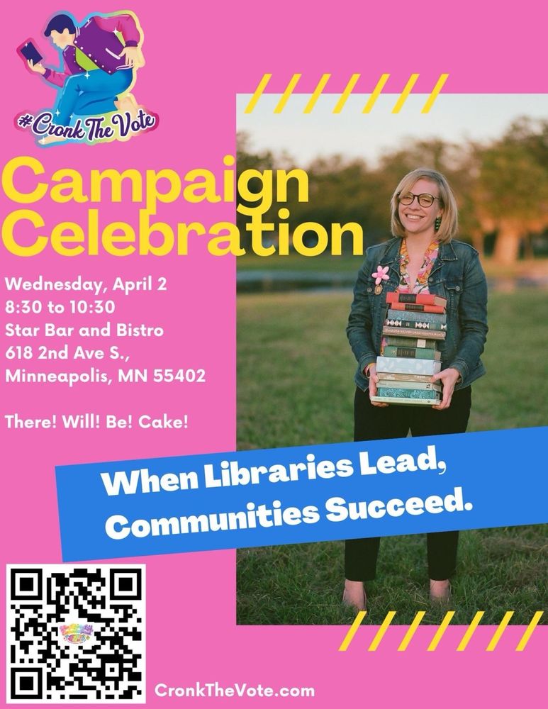 Campaign celebration flier- event at star bar in minneapolis April 2 at 8:30 pm