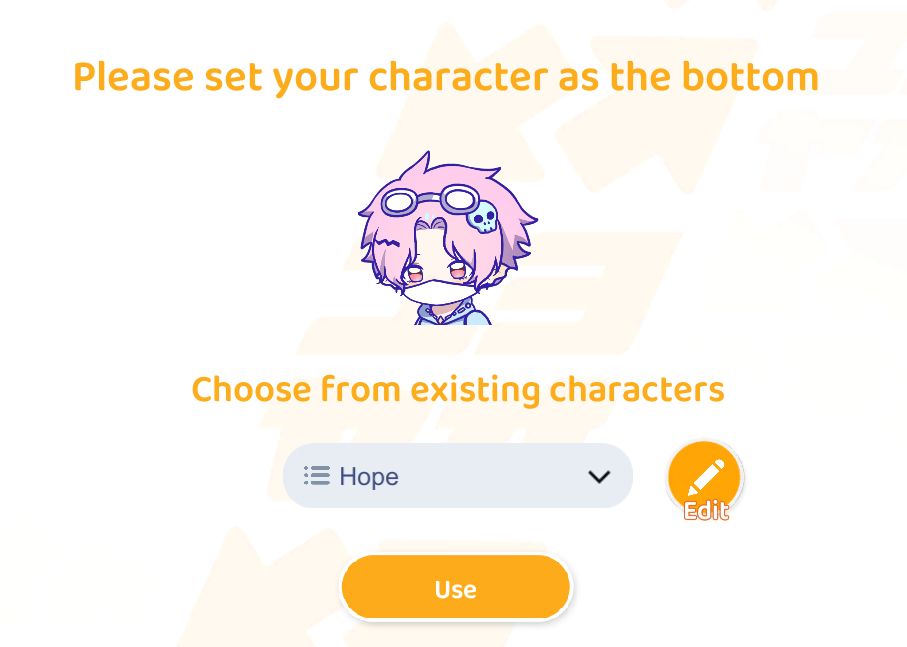Shows character design screen of a game. Please set your character as the bottom 