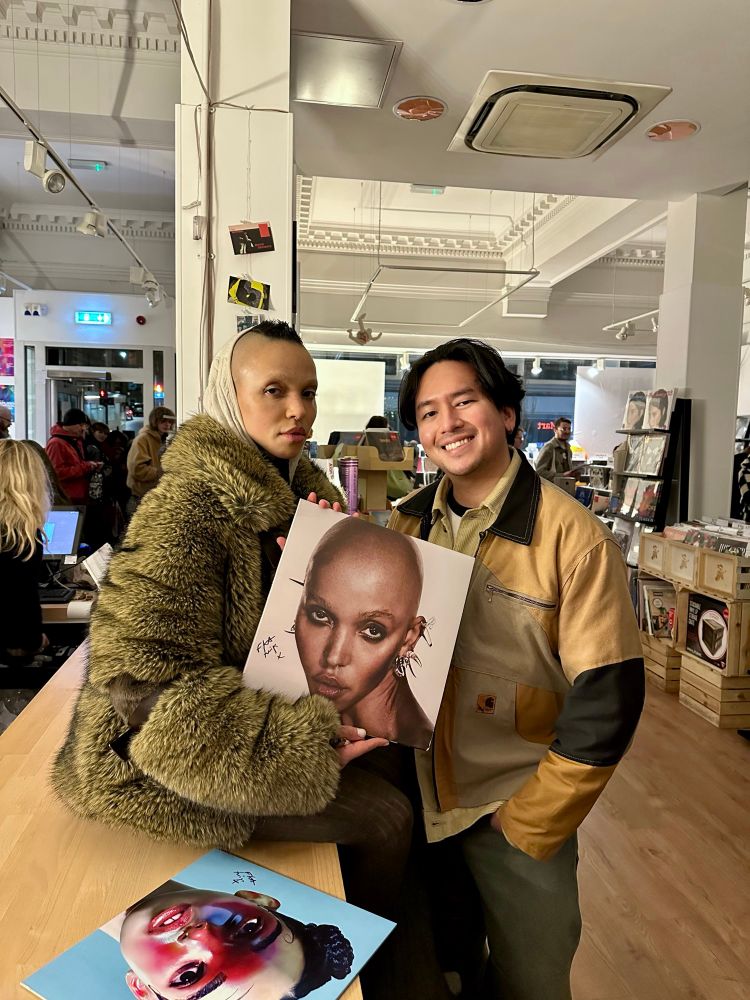 hausofmiklaus and the artist FKA twigs at a signing of her new album “eusexua”, Assai Records