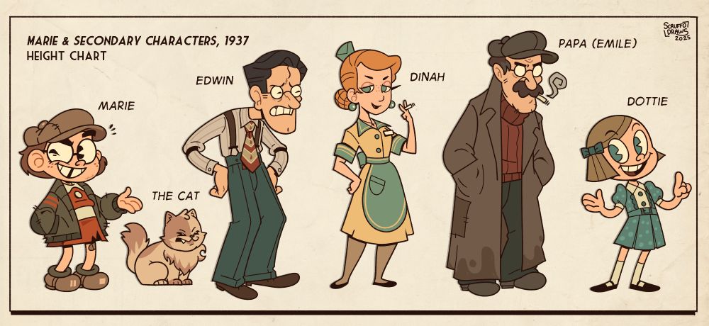 Marie & secondary characters, height chart