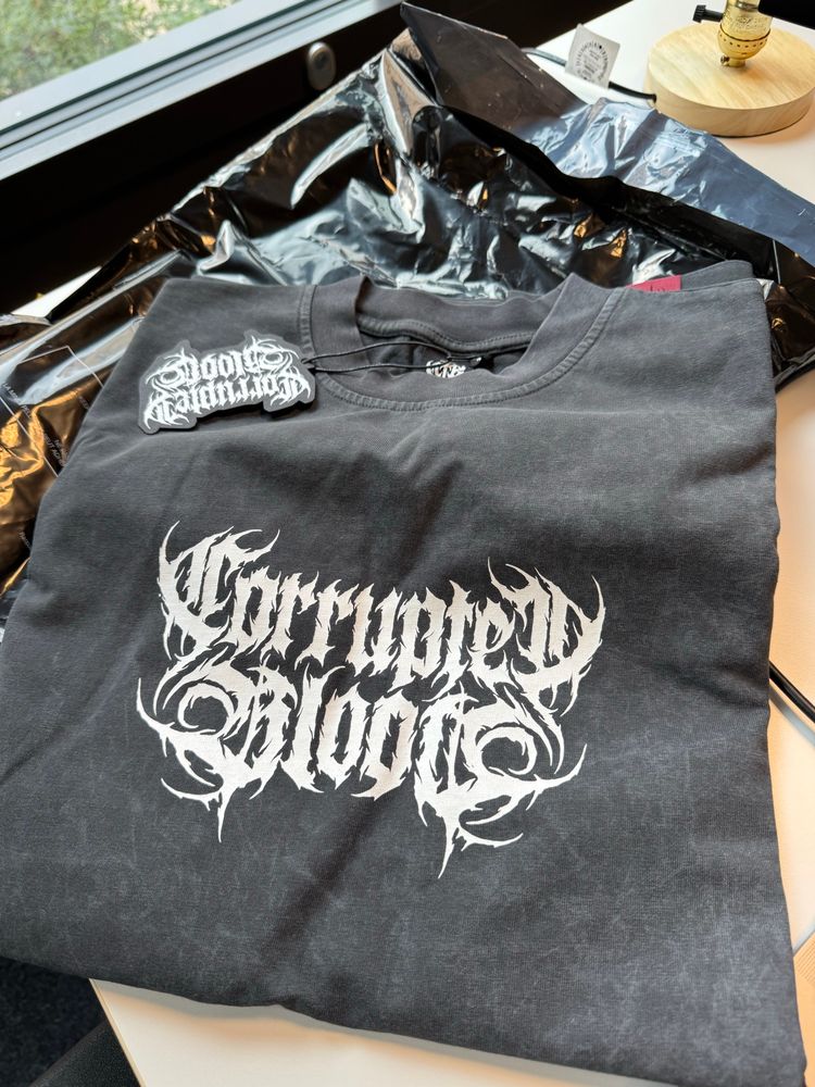 Tshirt with logo print Corrupted Blood in a metal band style