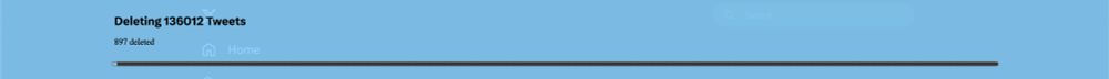 Progress bar showing 136k tweets being deleted.