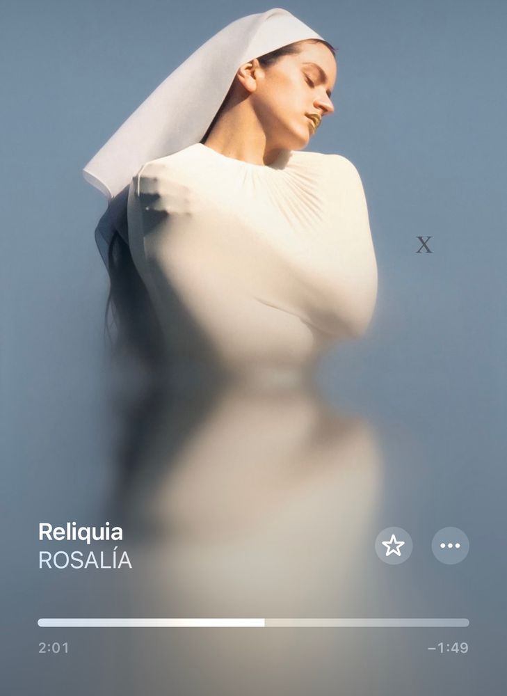 screenshot of Rosalía’s new song Reliquia which has thoroughly snatched my wig and is the most definitive evidence of the Divine Feminine yet to be captured by humankind