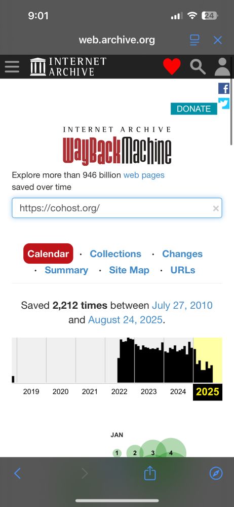 wayback machine screenshot of the results for cohost.org