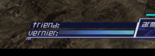 screenshot of two bars on a video game UI. a dark blue bar labeled "friend:" on top of a light blue bar labeled "vernier"