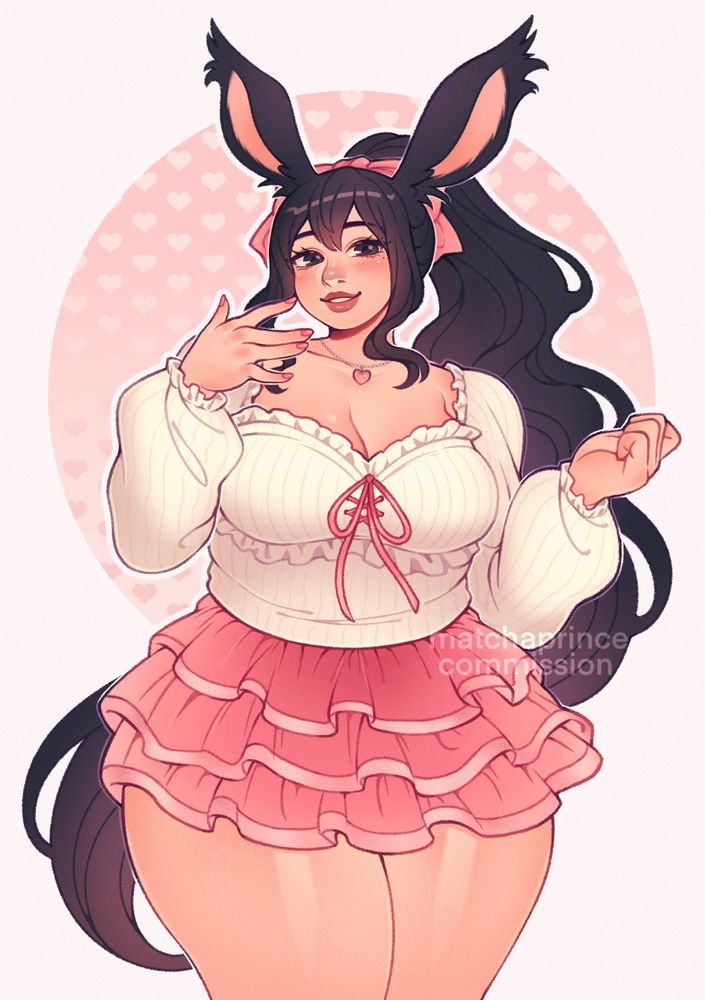 Illustration of a Viera woman posing and looking at the viewer.