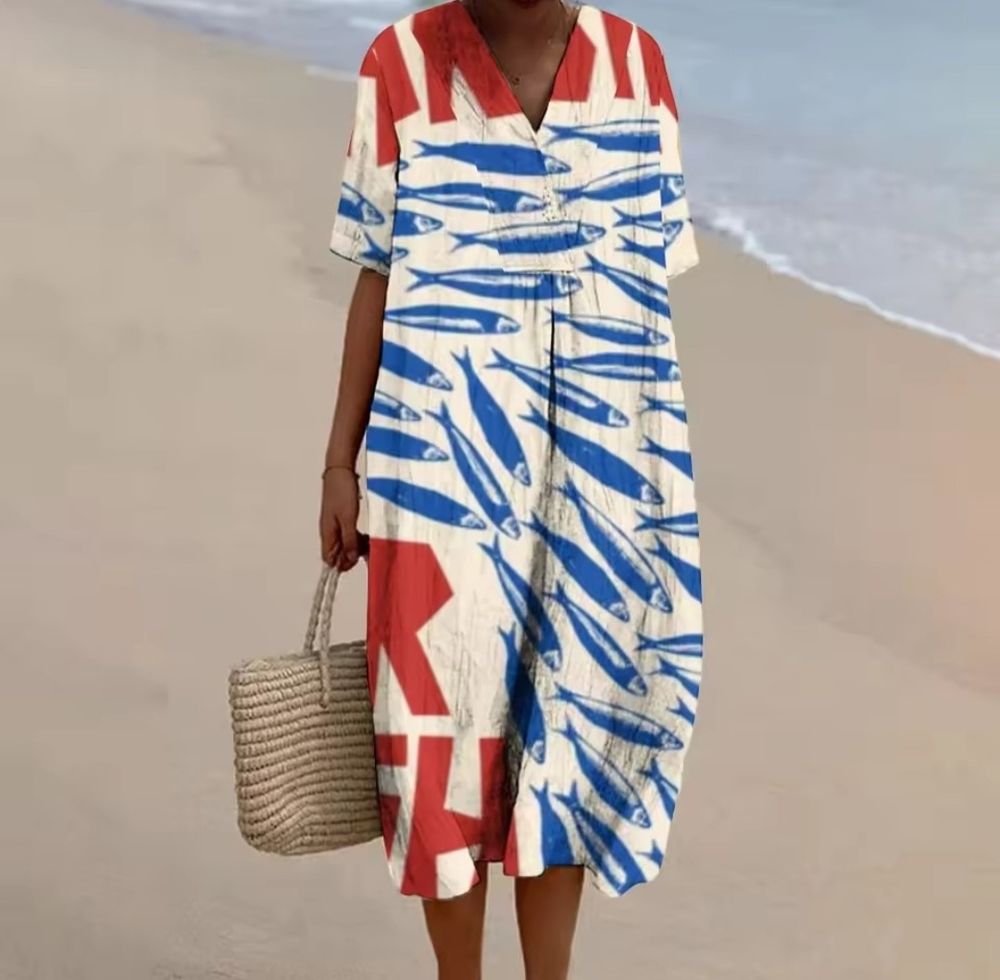 Sardine patterned Beach dress