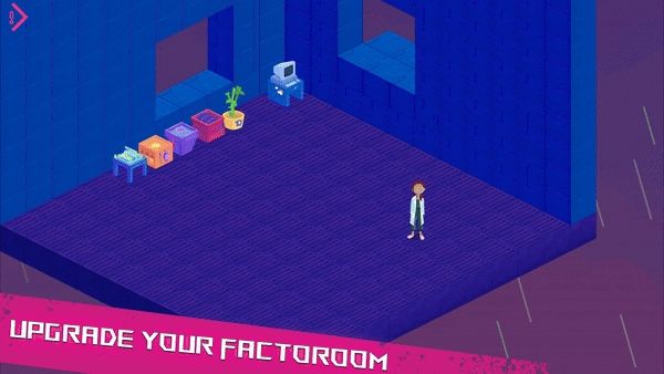 Customize your Factoroom! This gif shows a possible orientation of rooms as you upgrade your gadgets throughout the game, getting more complex as time goes on.