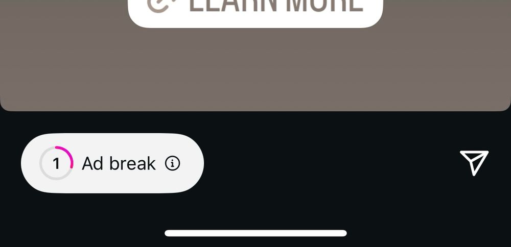 A screenshot from the Instagram app showing an unstoppable advertisement when viewing stories from people I follow