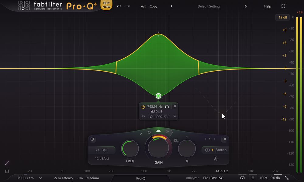 picture of pro q 4 spectral mode not applying windowing