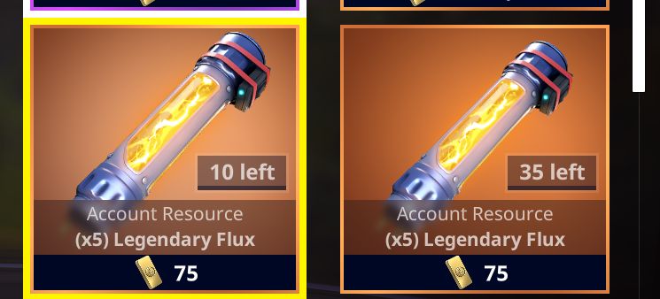 The Save The World weekly shop with 45 Legendary Flux