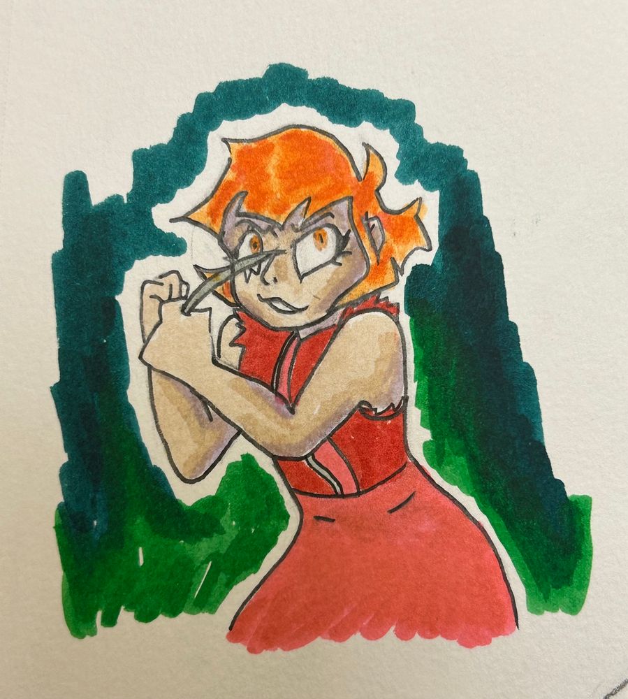 Nifty is named Naomi in this AU. She’s actually an artist in this, but she’s still just as unhinged as she is in canon.