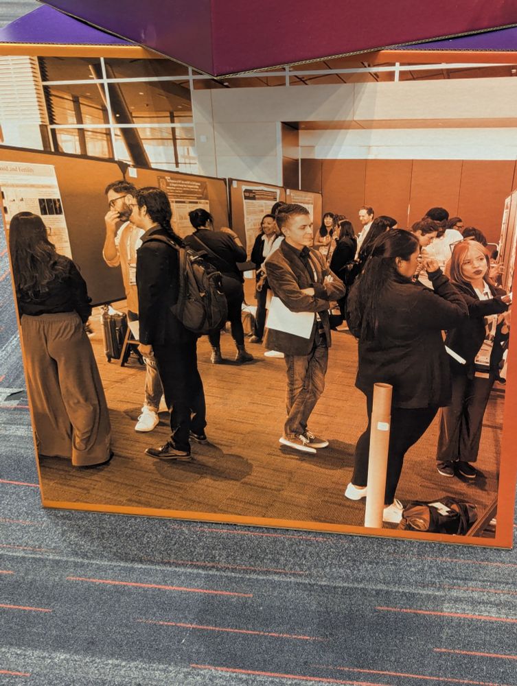 Photo of promotional displays, with a picture from the ENDO2024 poster session
