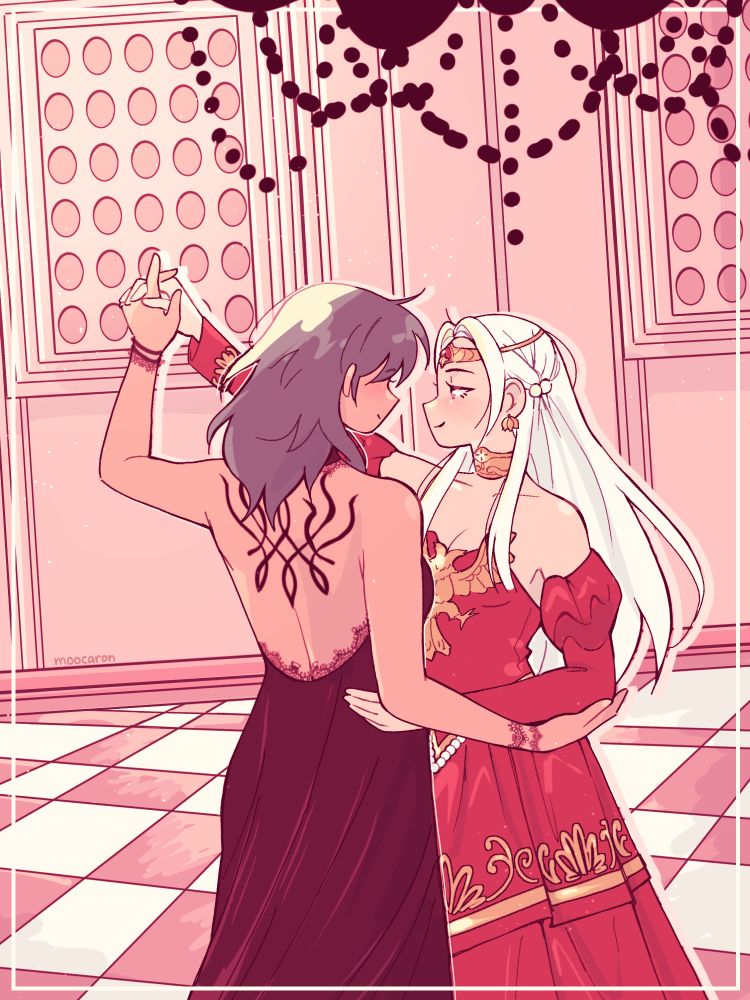 edelgard and byleth dancing together 