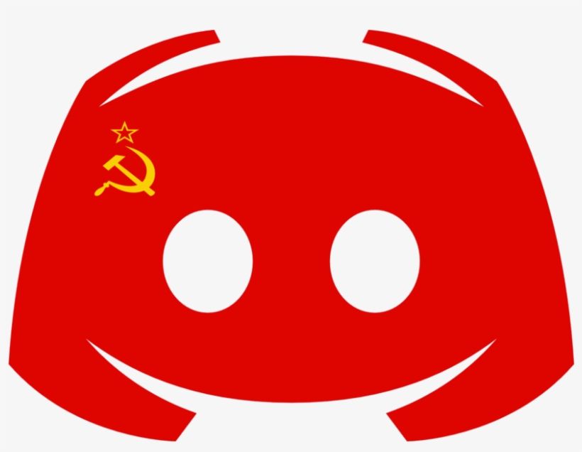 Logo do discord em vermelho com o símbolo do comunismo em amarelo na têmpora do monstrinho.