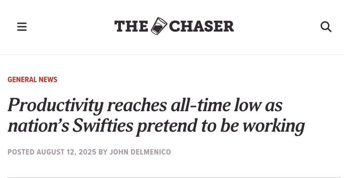 The Chaser: Productivity reaches all-time low as nation's Swifties pretend to be working