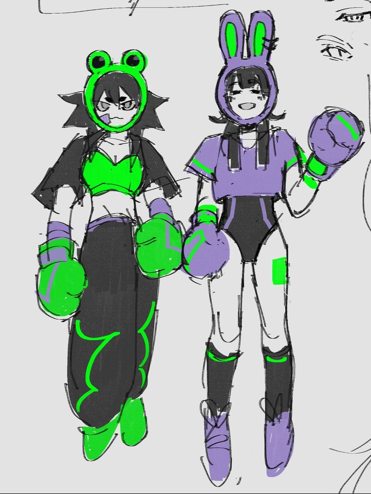 Frog boxer girl (ritz) and bunny boxer girl (Blair)
