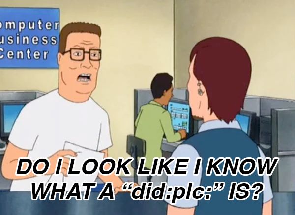 Hank Hill "do I look like I know what a did:plc: is?"