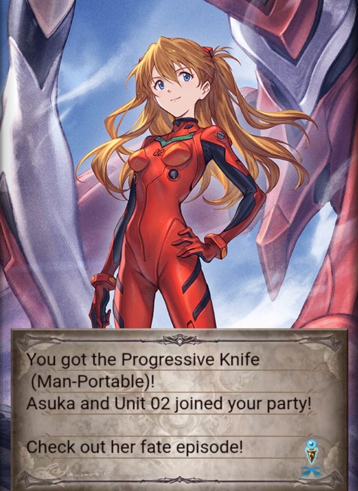 Asuka Langley Soryu as depicted in Granblue Fantasy's gacha pull