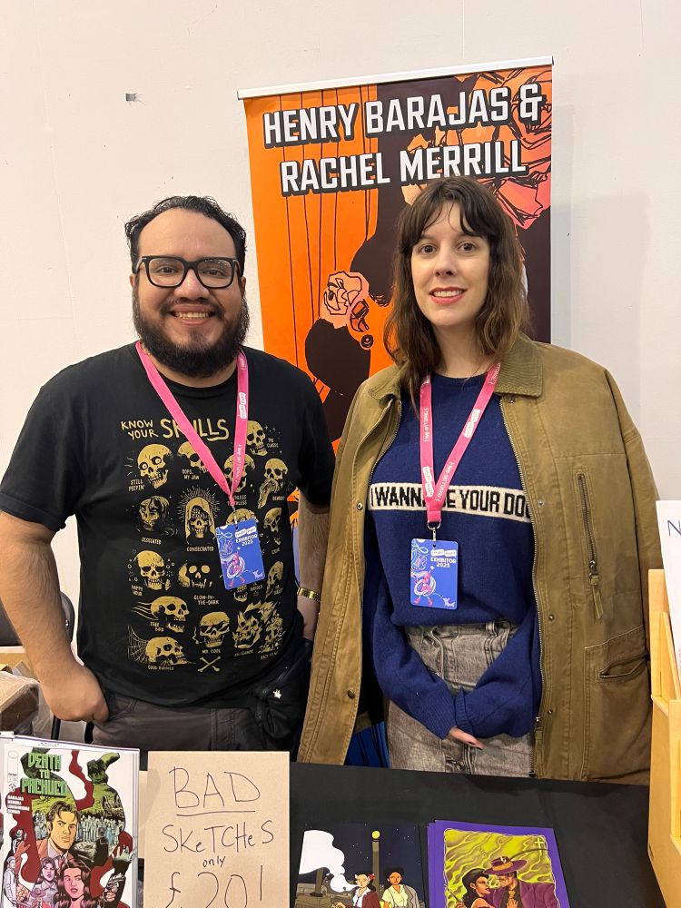 Henry and Rachel at a comic book convention 