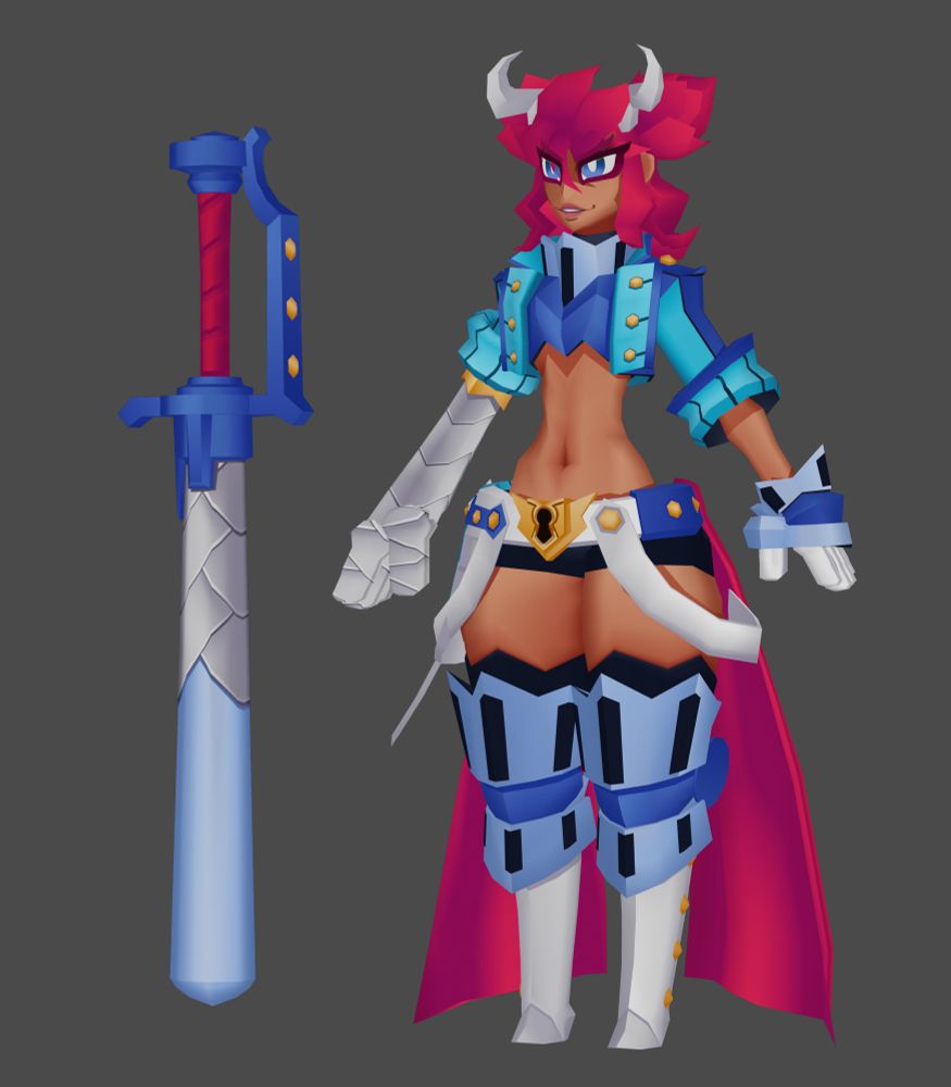 A full shot of Vale's model with a face