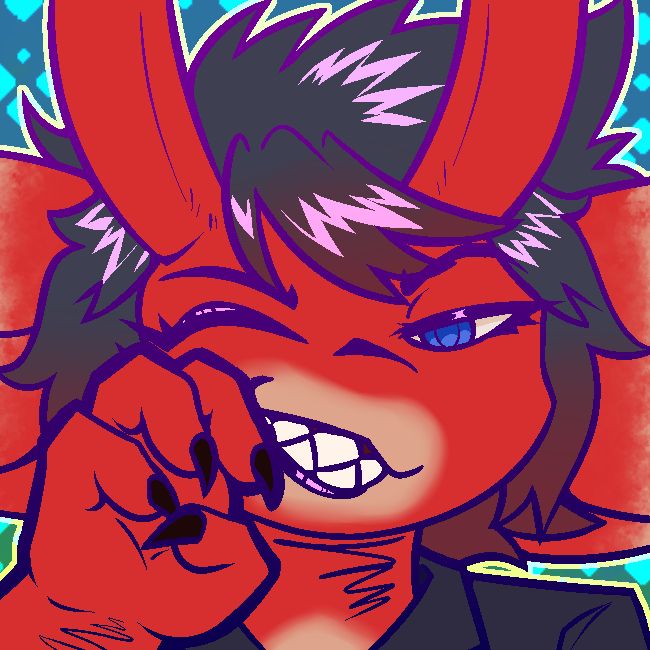 icon of a shark character winking and showing off her teeth to the viewer. she has a hand up showing her claws as well.