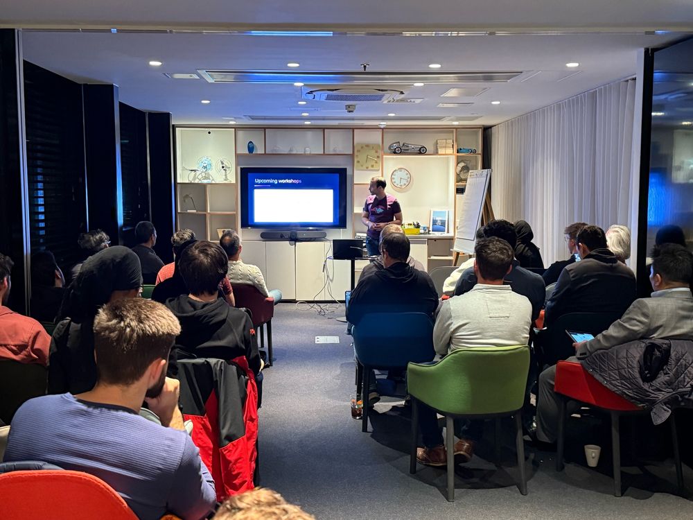 Engin talking about our upcoming workshops at the London Pulumi User Group