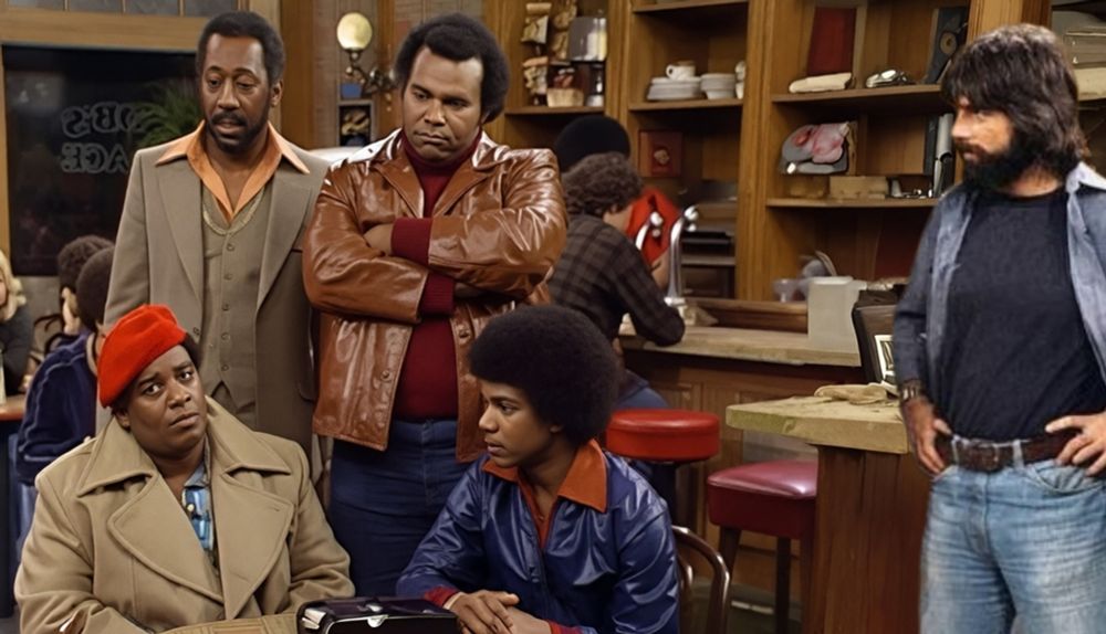 Episode of What's Happening where they bootleg video of a Doobie Brothers concert. 

The main characters sit at a table while Michael McDonald looks on from the side