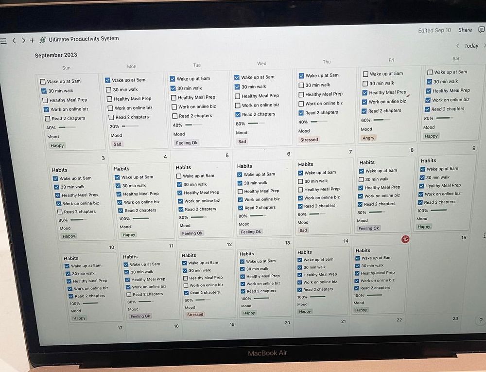 Picture of calendar monthly view with checkboxes.