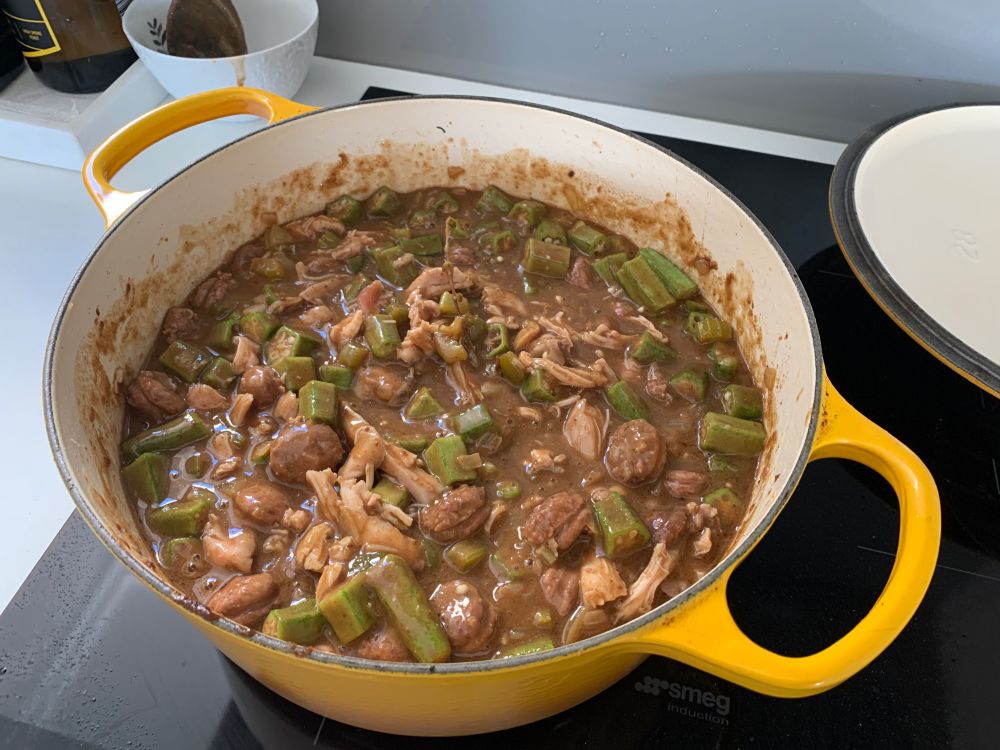 Gumbo cooking on the stove top