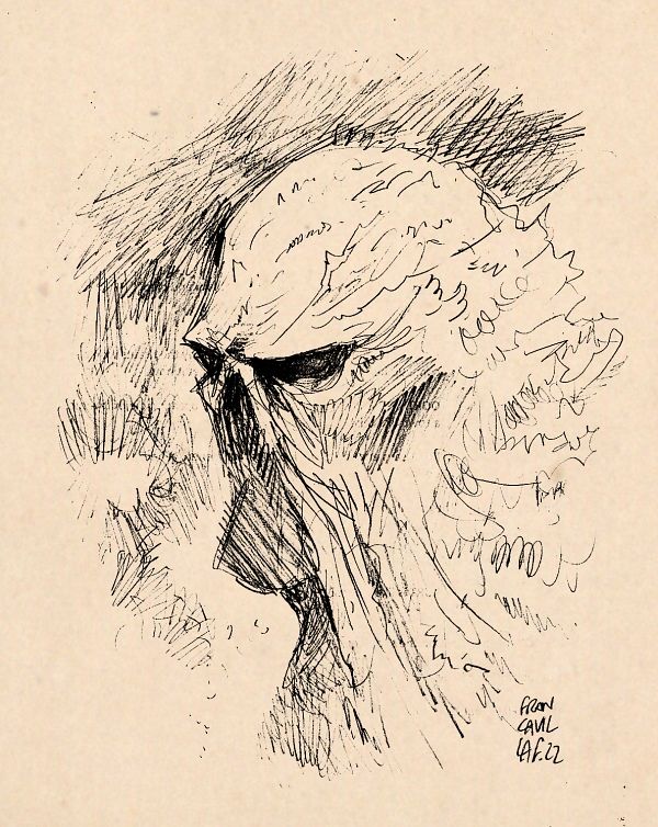 A pen drawing of the swamp thing
