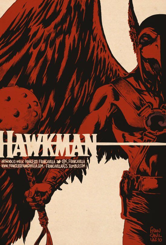 Hawkman wearing his winged helmet, winks and battle hammer