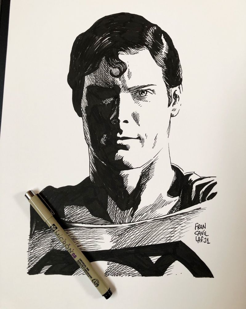 A portrait of Christopher Reeve as Superman