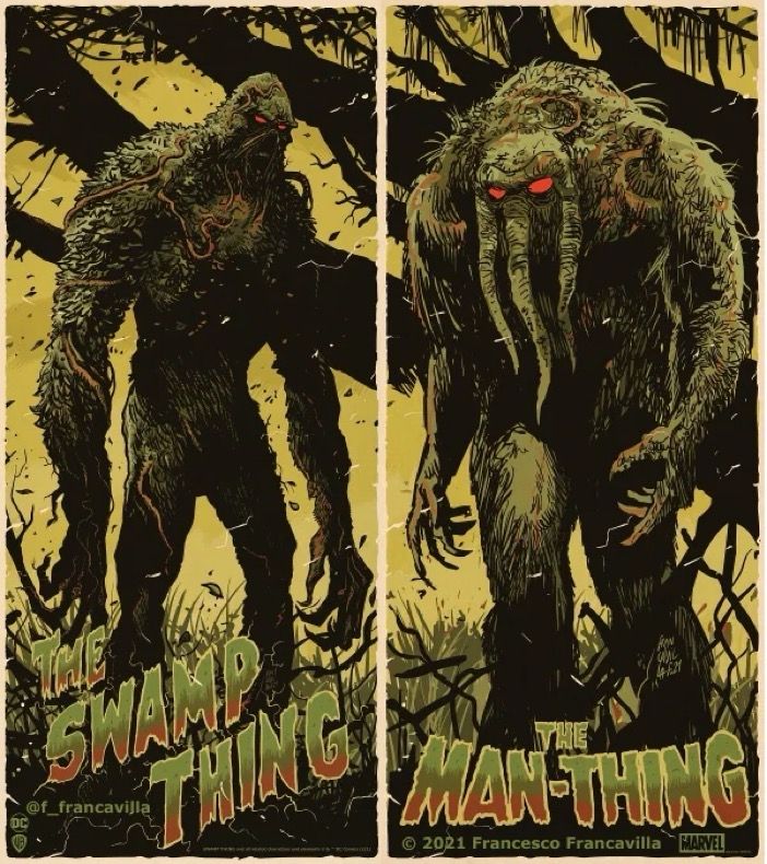 The Swamp Thing and the Man-Thing in the swamps