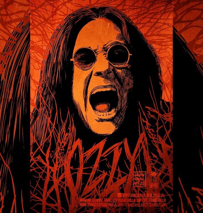 A portrait of Ozzy Osbourne, lead singer of Black Sabbath