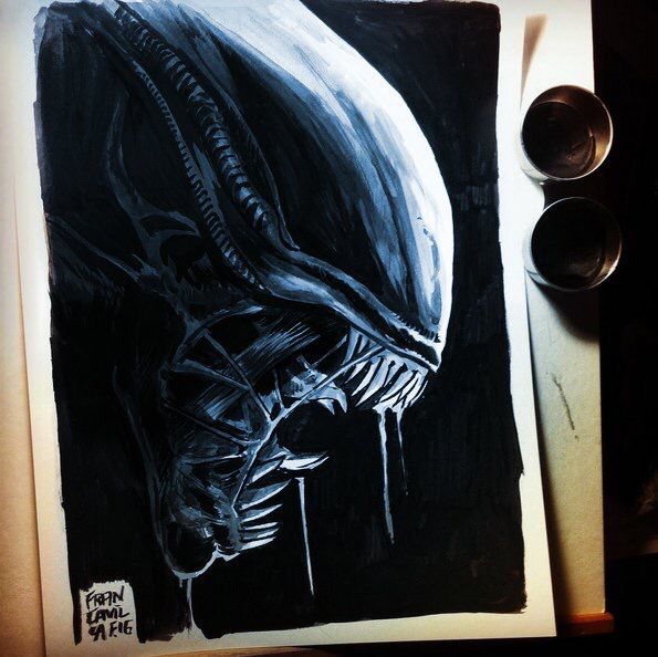 A drawing of the Xenomorph alien from the movie ALIEN