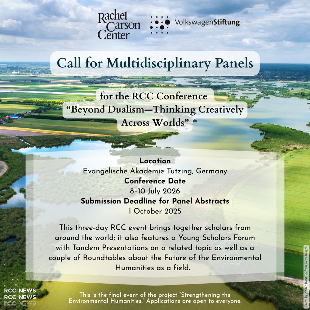 The graphic shows cultivated lands bordering on a river/wetland and collections of trees (credit: AXIO-IMAGES from Getty Images) in the background of text bubbles. The text summarizes key details of the conference. Please read the description and the full call on the RCC website for this information.
