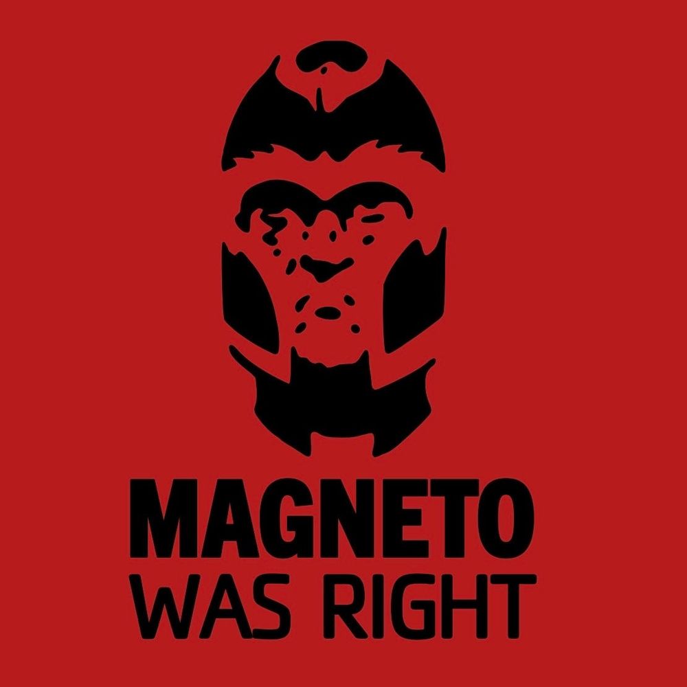 A red square, featuring a black cut out silhouette of Magento, with the words "Magento was right" underneath.