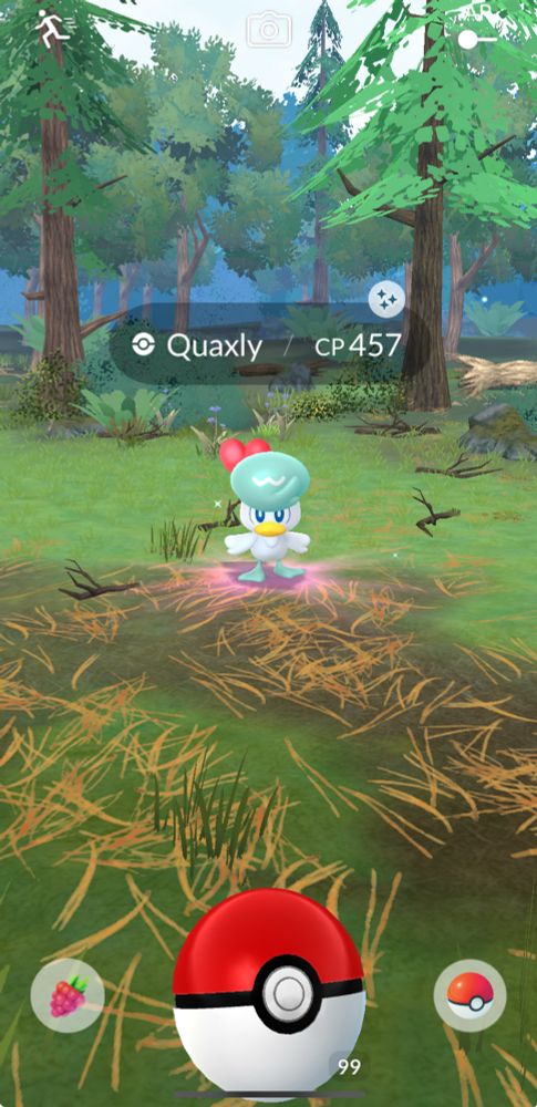 Screenshot of shiny quaxly in pokemon go 