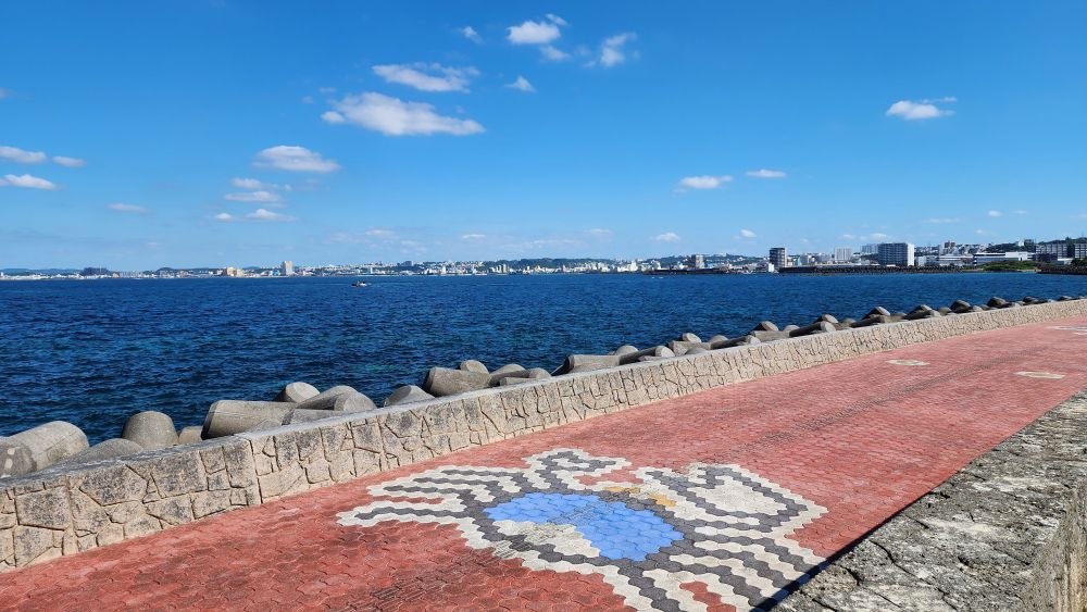 This is a view on the west coast of Okinawa, looking north.