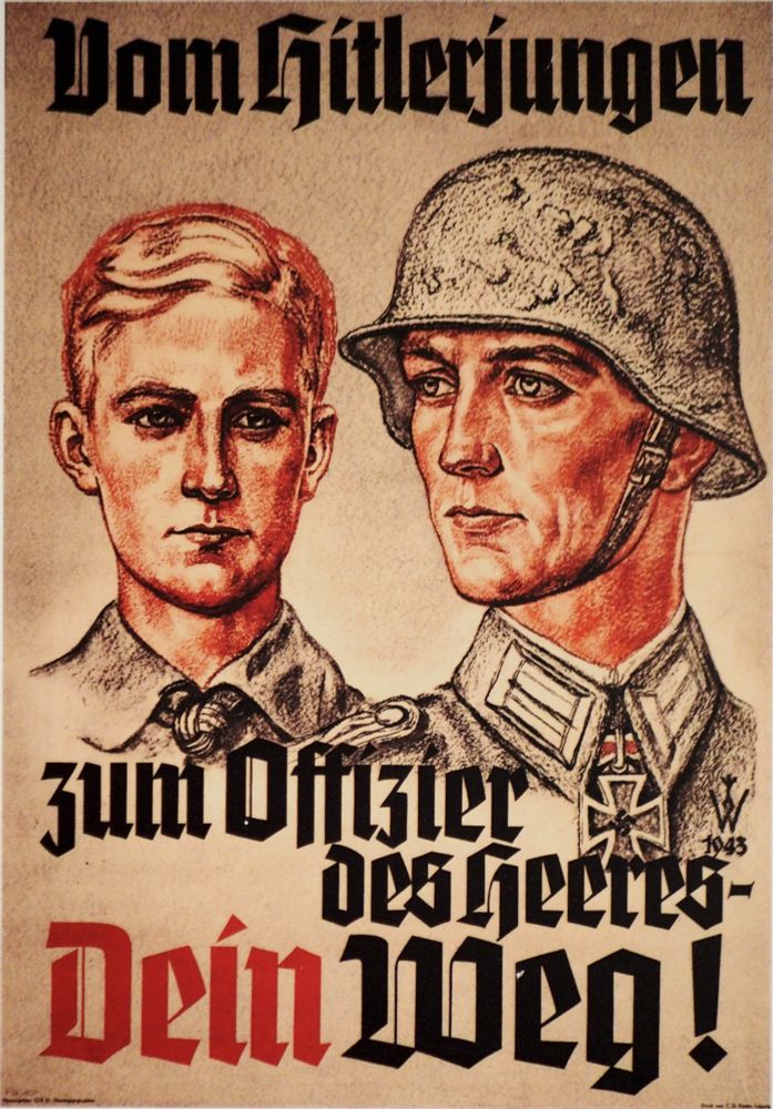 Dom hitlerjungen
Jun Ofisier
Dein2Ueg!
English: 

From Hitler Youth to Officer in the Army - Your Path!

