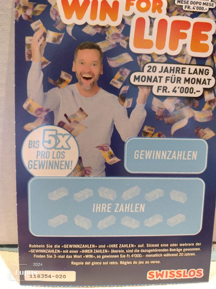 Ein "Win for live" Los. 