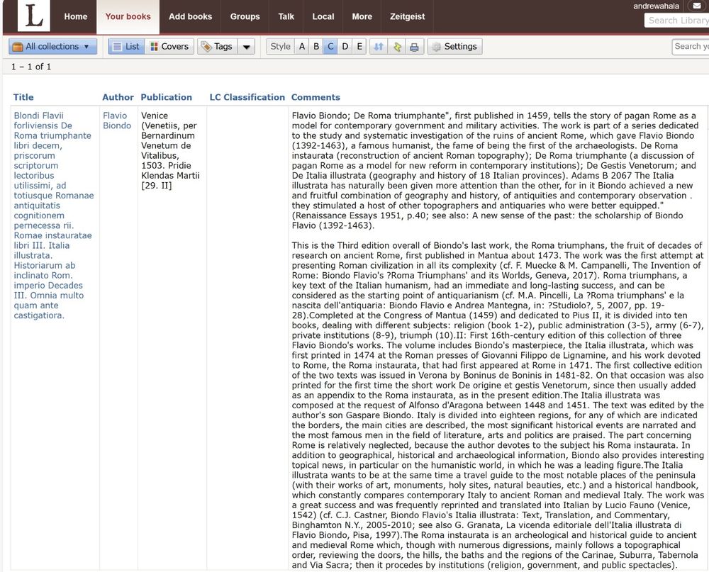 LibraryThing summary page this my book