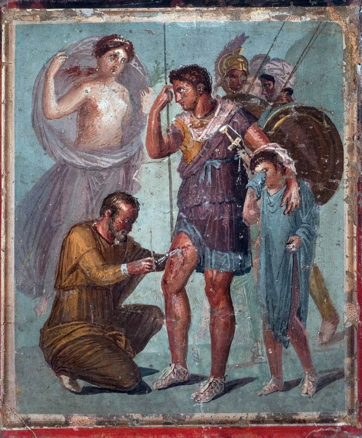 fresco "Venus with Iapyx Tending the Wounded Aeneas," a Roman work from the 1st century AD found in the House of Sirico in Pompeii