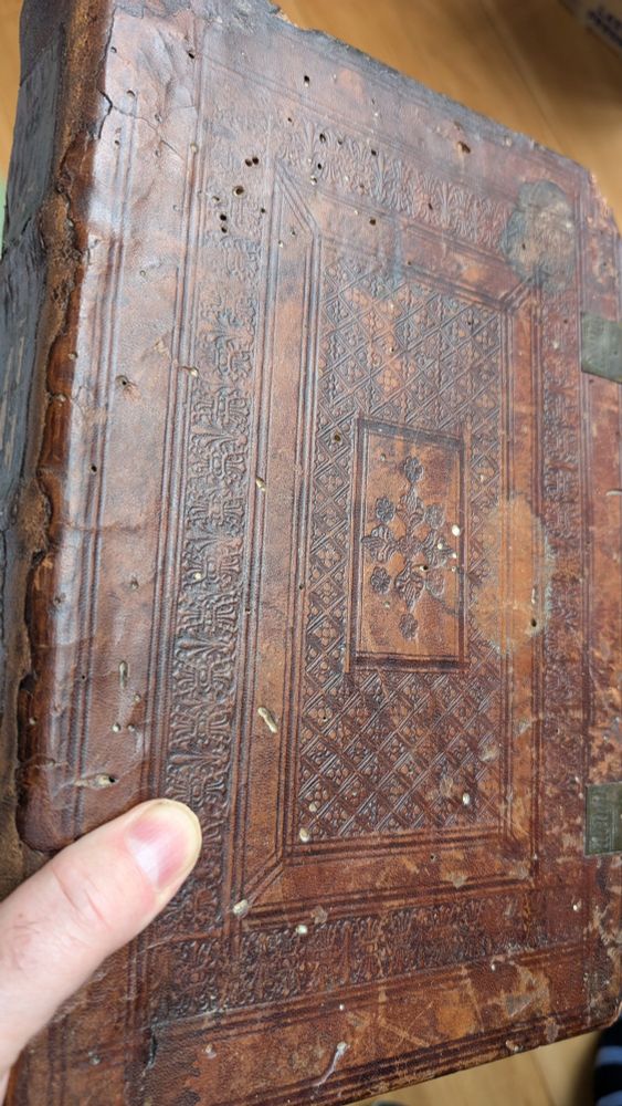 Cover, tooled calf, with locks