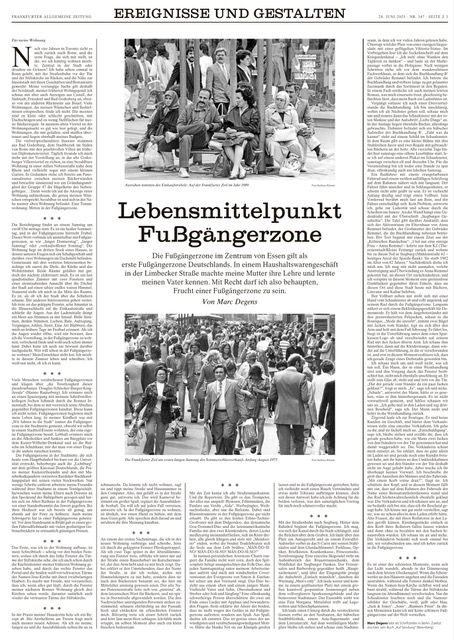 FAZ-Zeitungsseite: Lebensmittelpunkt Fußgängerzone