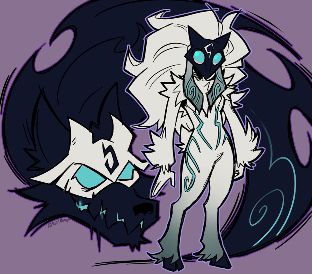 Art of Kindred (Lamb and Wolf) from League Of Legends.