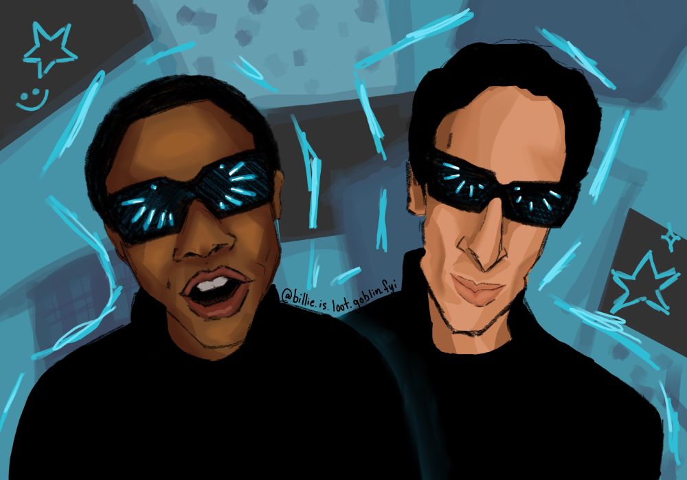 my drawing of troy and abed during the christmas glee episode. caption is from troy’s lyric “i am jehovahs most secret witness so i might have to dedicate my life to christmas” in the context of finding a loophole to be able to celebrate christmas. troy is a jehovah’s witness who is merely pretending to be into christmas. gathering clues and blending in to take down the holidays from within (another lyric)