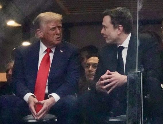 Elon Musk and Trump at the Charlie Kirk memorial 