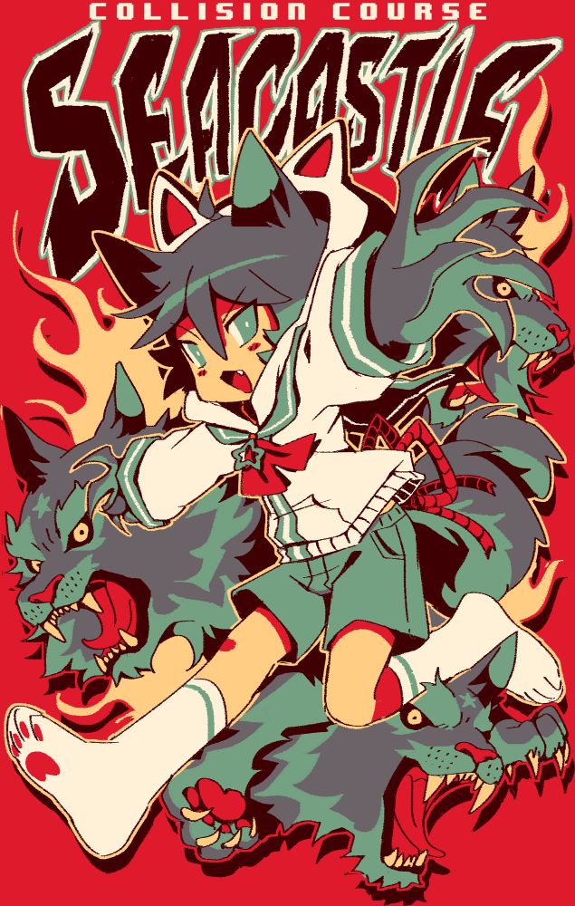 Poster art of my catboy oc Seacastle!